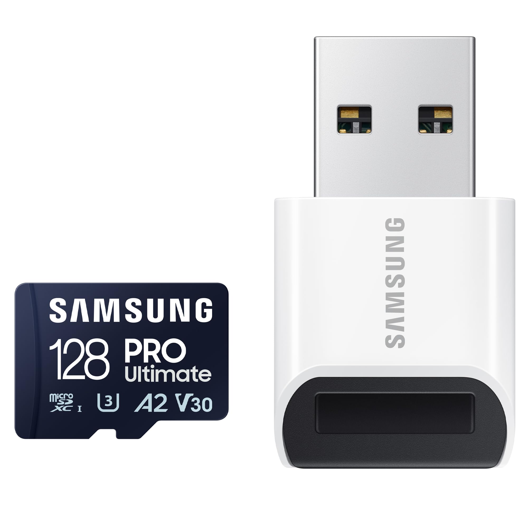 Samsung 128 Go PRO Ultimate Carte Mémoire Micro SDXC jusqu'à 200 Mo/s avec Adaptateur USB, MB-MY128SB/WW