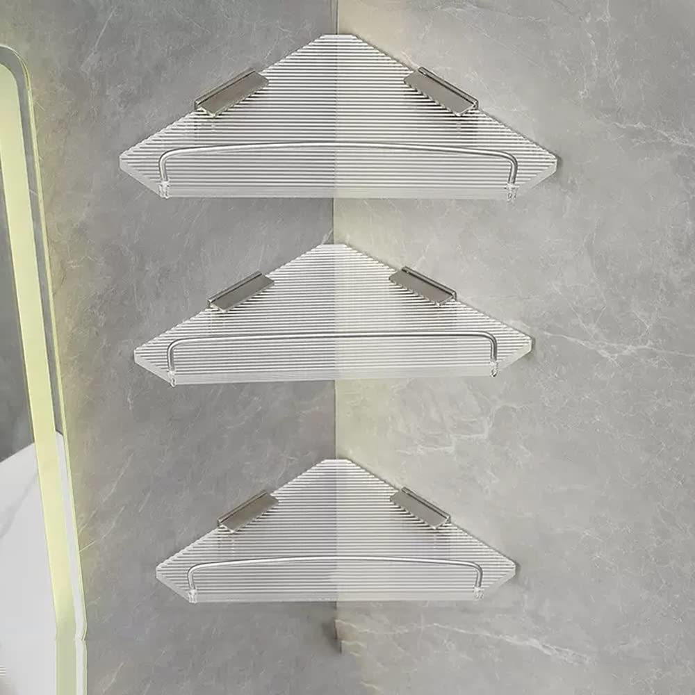 BAHELS Corner Shower Caddy Bathroom Acrylic Triangle Shelf Bathroom Shower Room Wall Mounted Corner Storage Rack Shower Organizer