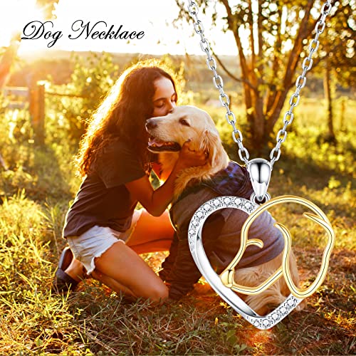 Sterling Silver Dog Necklace - Cute Heart Dogs Pendant Puppy Animal Jewelry Gifts for Women Puppy Lovers3