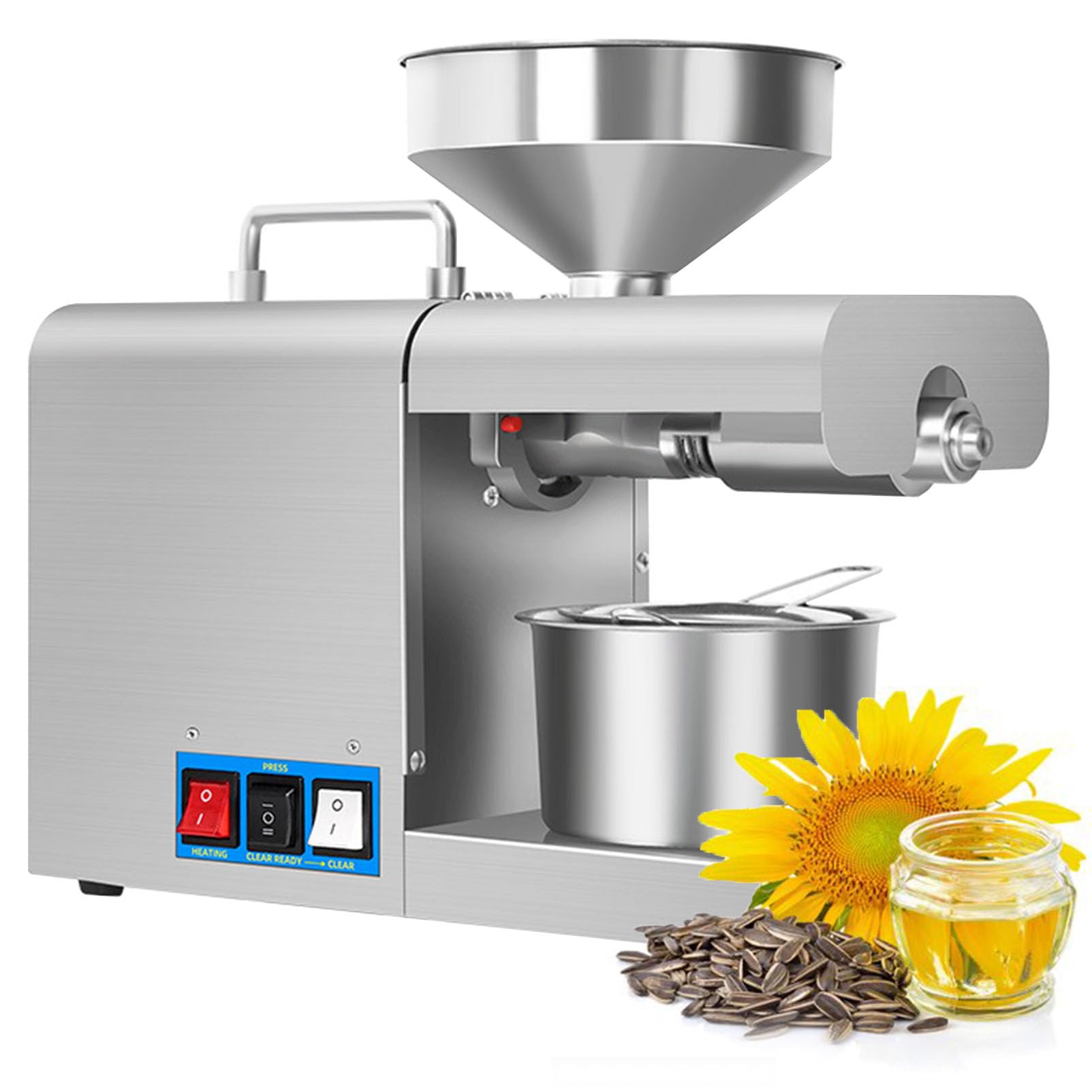 Pressa per Olio da 820 W Pannello per Olio in Acciaio Inossidabile per Arachidi Sesamo Semi di Lino Noce Girasole Pressatura Disponibile Alta resa in Olio