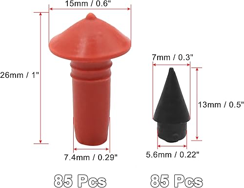Miniatura 3 de uxcell 170pcs coche universal hongo en forma de reparación de neumáticos insertos tapones rojo negro