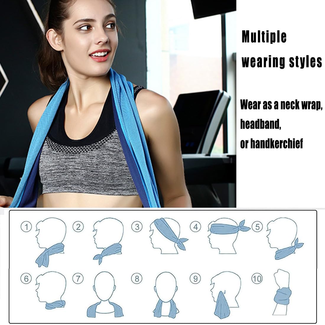Kühlendes Handtuch- und Flaschen-Set, weiches, atmungsaktives, schnell trocknendes Mikrofaser-Halstuch und Kühltuch, ideal für Sport, Outdoor-Aktivitäten, Fitnessstudio, Reisen und Workouts