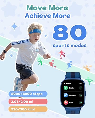 Miniatura 2 de Reloj inteligente para niños, no necesita teléfono, no necesita aplicación, reloj de seguimiento de fitness de 1.83 pulgadas con podómetro, contador