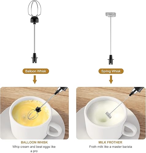 Miniatura 4 de Espumador de leche eléctrico de mano, espumador de café recargable por USB con 2 batidores de acero inoxidable, mini licuadora ajustable de 3