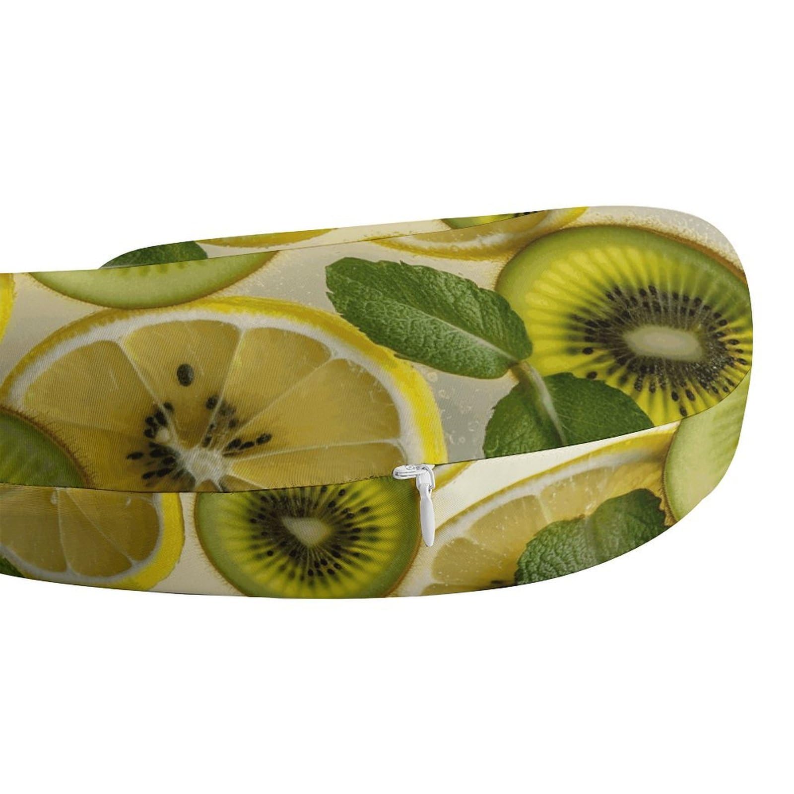 Almohada en forma de U de limón y kiwi en rodajas, núcleo de almohada de espuma viscoelástica, cojín, proporciona apoyo para el cuello, almohada de viaje, adecuada para aviones, coches