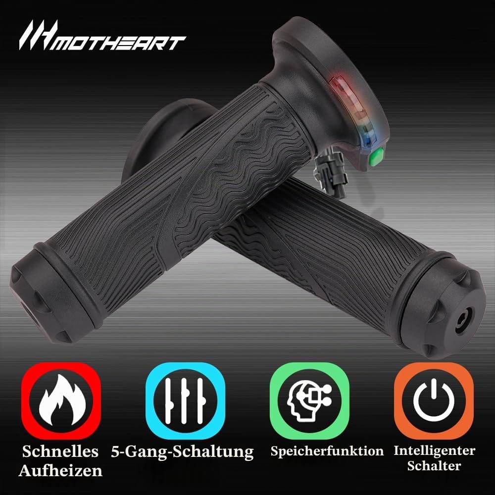 Motorrad-Heizgriffe 45W Hochleistung Wasserdichtes Lenker-Heizkit, Universell für 22mm Lenker, Längenverstellbar 115–130mm Zubehör (Schwarz)
