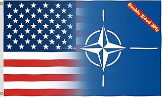 American And NATO Combination Flag 3X5FT,Double Sided 3Ply, USA NATO Friendship Flags, Men Women Banner,Vibrant Colors, Double Stitched with 2 Brass Grommets, Bar Garden Street Decoration, GYM, Office Decor,Indoor Outdoor Use,Gifts. (3x5ft3ply)