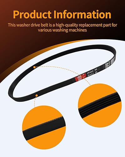 Miniatura 3 de 253C1275P001 (Correa Polyv 61) Correa de transmisión de arandela se adapta a LG, GE, Kenmore Washer y más reemplaza EDR5P001X1