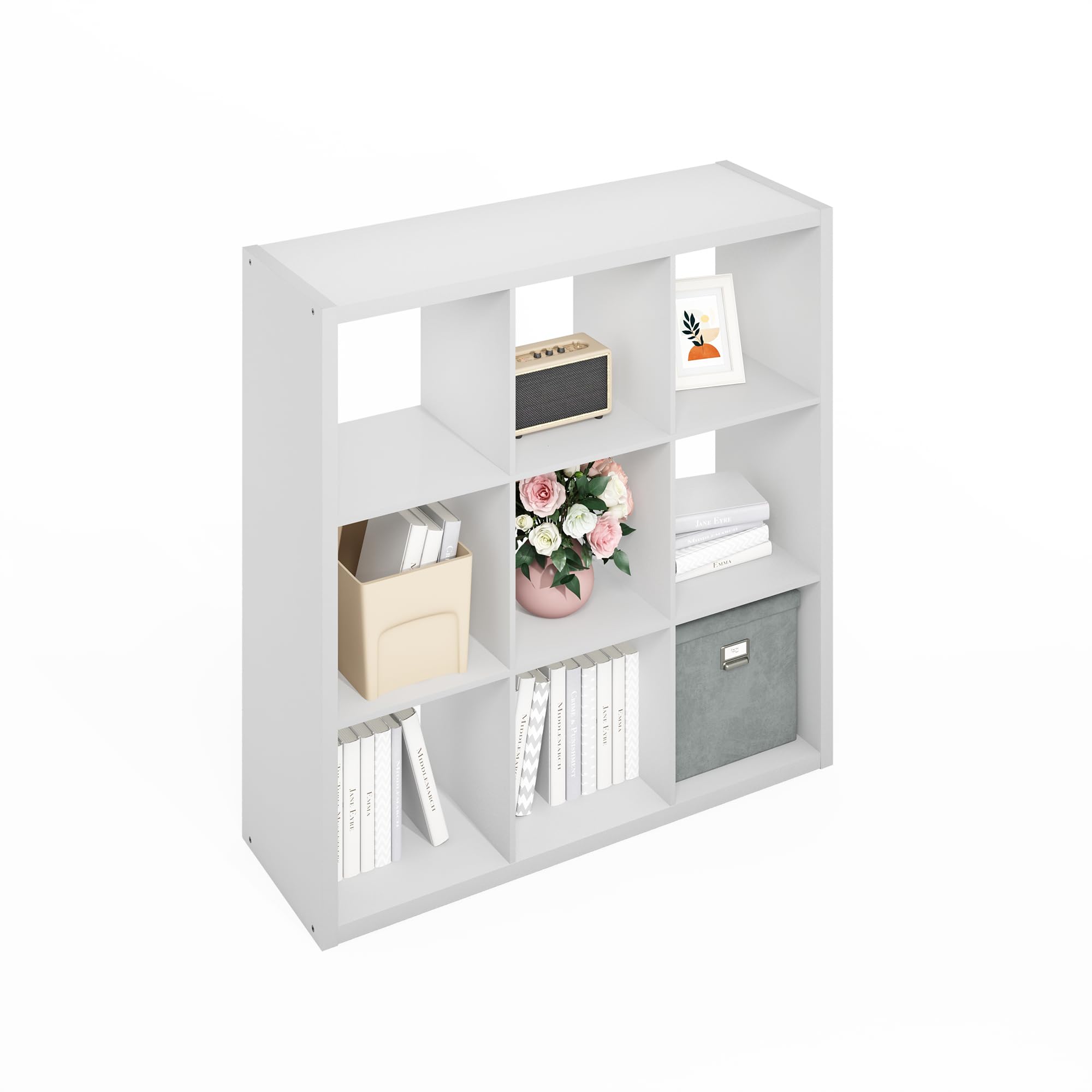 Estantes de almacenamiento Furinno organizador de cubos blanco con unidad de estantes abierta