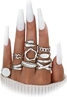 Annpro Chunky Stackable Rings Set for Women - 10PCS 14K Gold Plated Non-Tarnish Adjustable Knuckle Midi Rings