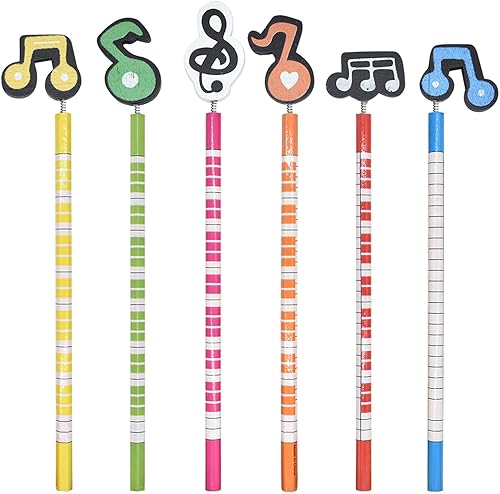 Ranvi 12 lápices temáticos de música lápices de notas musicales lápices de madera para niños lápices de rayas coloridas lápices de estudiantes