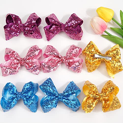 Ded 30Pcs Sparkly Hair Bows Clips 4 Inch Glitter Sequin Bow Alligator Clips Baby Hair Accessories For Baby Girls Children Kids(15 Pair) #TOP5