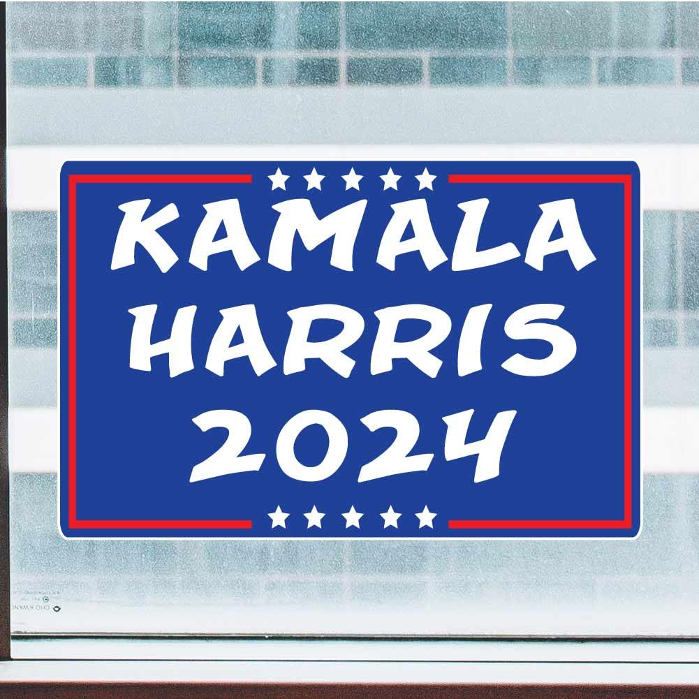 Kamala Harris 2024 4 inch Full Color Window Cling, Removable and Resusable