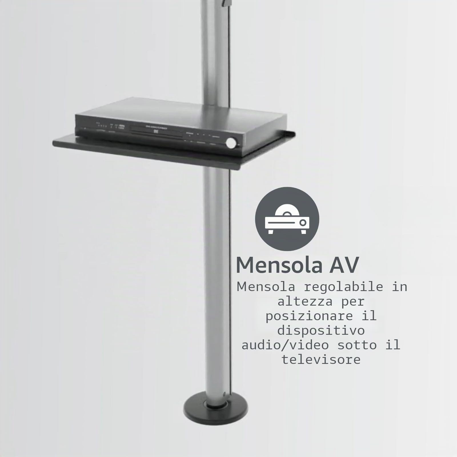 Porta TV Full Motion - 37-70" - Peso massimo supportato dello schermo: 30 kg - inclinabile - Ruotabile - Altezze prestabilite regolabili - Acciaio/Alluminio - Argento/Nero