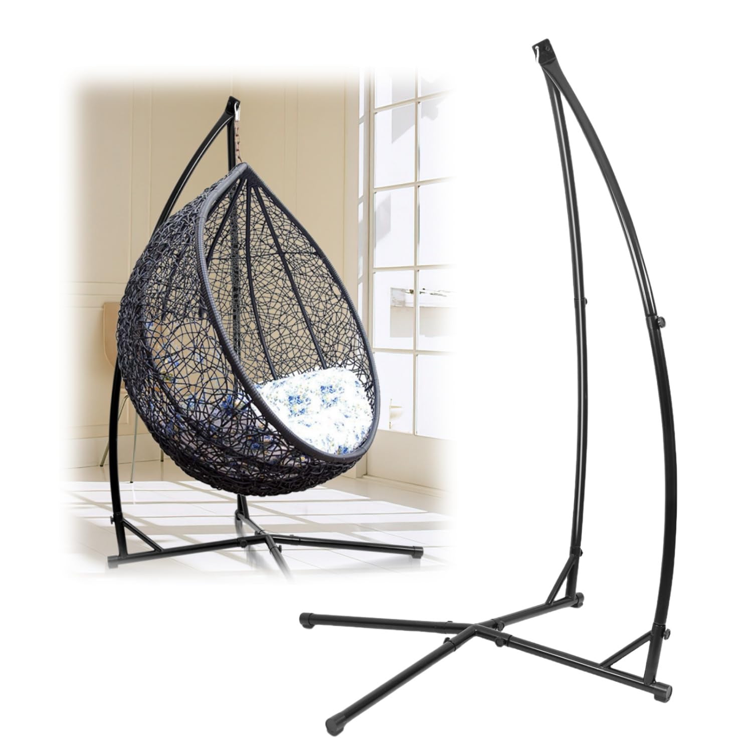 Soporte de asiento colgante con estructura estable de metal para columpios sin techo