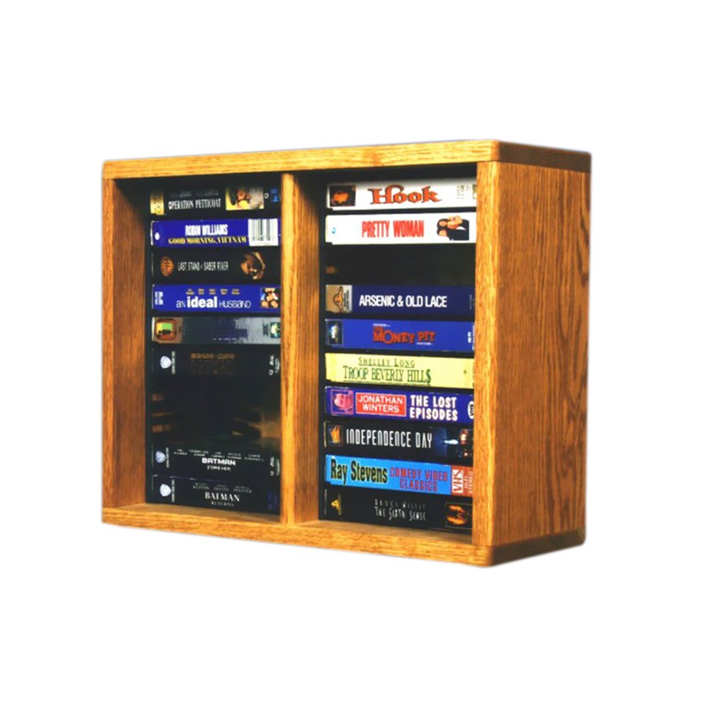 Cdracks Media Furniture Solid Oak Desktop or Shelf DVD Cabinet Capacity 32 DVD's Honey Finish (Individual Locking Slots)
