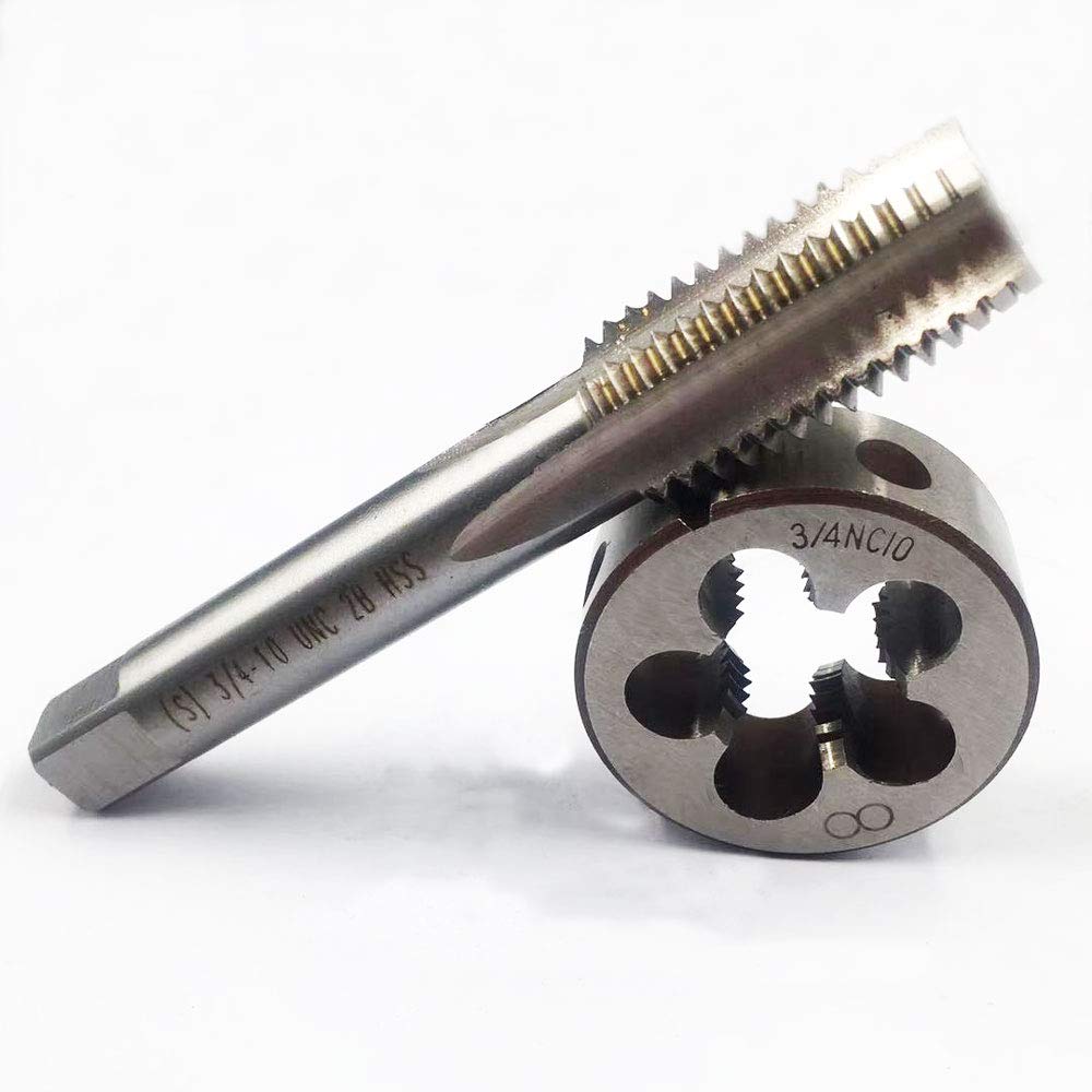 GBJ3/4"-10 3/4"-14 3/4"-18 HSS Tap And Die Set UNF Machine Thread Tap And UNF Round Thread Die Right Hand (3/4-10 UNC)