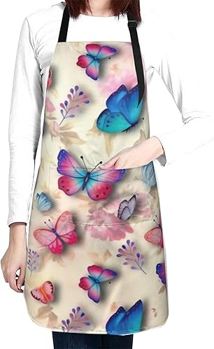 Miniatura 14 de Waterproof Apron With 2 Pockets,Kitchen Chef Aprons Bibs For Cooking Baking Painting Gardening Grooming Color-12