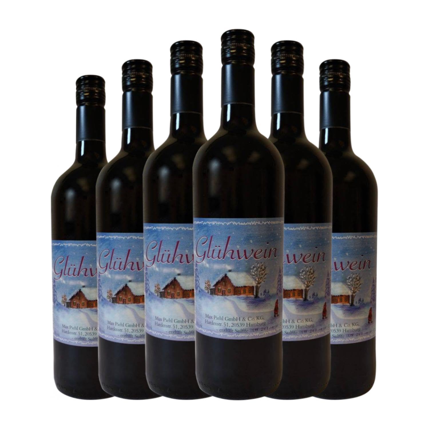 Max Piehl. Glühwein 1 L Rotwein (Karton mit 6 Flaschen von 1 L)