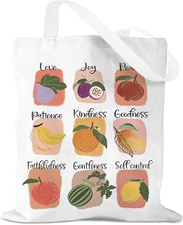 Inspirational Religious Christian Gifts for Women Fruit Canvas Tote Bag for Women Birthday Reusable Grocery Bags