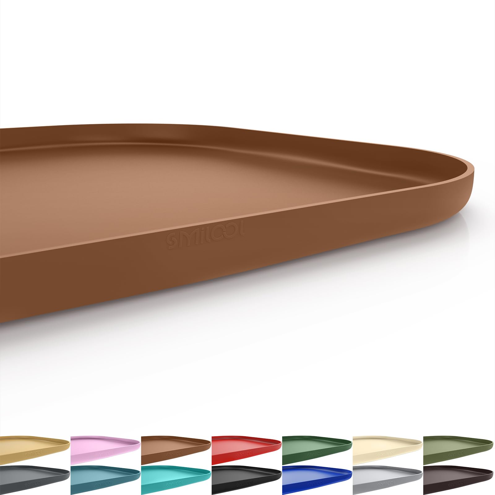 SMILOOL Silicone Pet Feeding Mat with Raised Edge for Food and Water, Dog Bowl Mats, Cat Bowls Placemat with High Lip for Floor Waterproof, Rubber