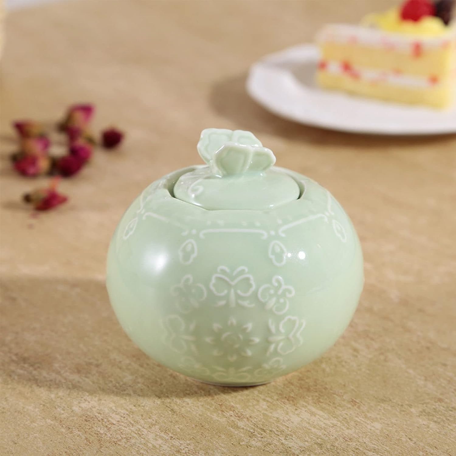 Azucarero de cerámica, jarra for crema, azucarero, juego for servir café, jarra de leche verde (color: verde, tamaño: azucarero) (color: verde, tamaño: jarra de leche)(Sugar Bowl)