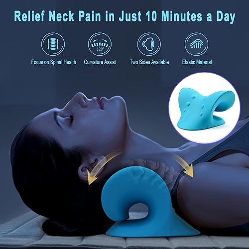 Miniatura 7 de Black Cloud - Almohada cervical de tracción cervical para aliviar el dolor de cuello con almohadilla térmica de grafeno, relajante de cuello y