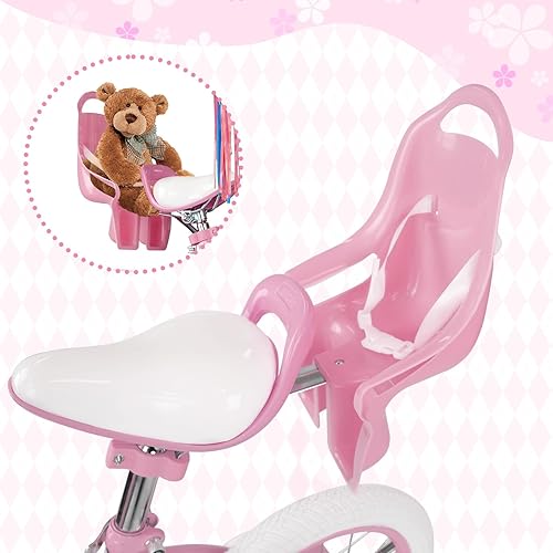 Miniatura 2 de XJD Bicicleta para niñas de 2 a 12 años, bicicleta para niños de 12, 14 y 16 pulgadas, con ruedas de entrenamiento, serpentinas, cesta y asiento de