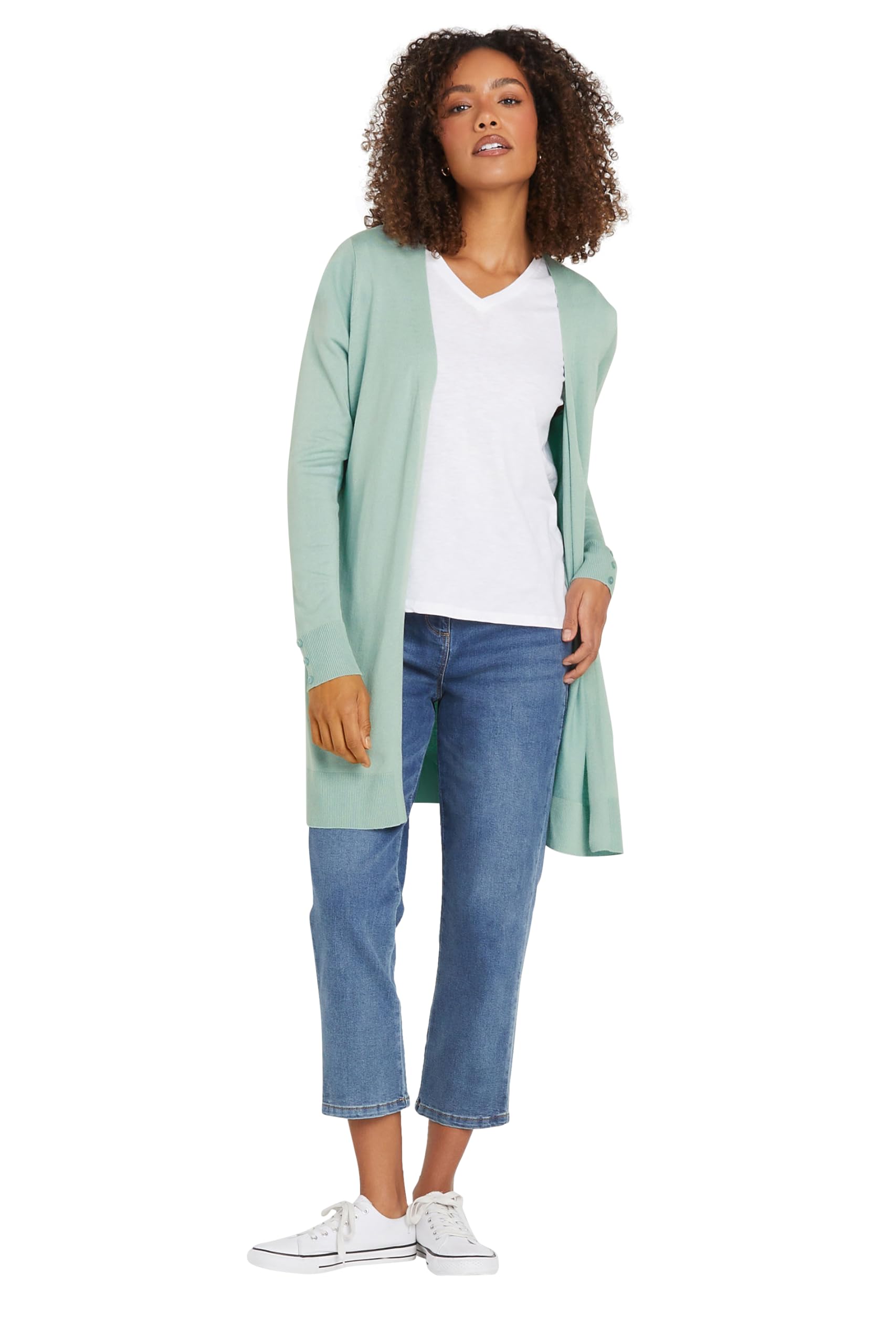 M&Co Women's Light Green Sage Green Longline Cardigan