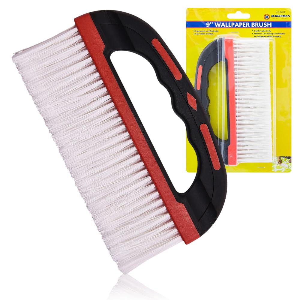 9" Wallpaper Smoother Pasting Brush - With Easy Grip Handle, Soft Bristles | For Pasting, Decorating, Smoothing | Wall Home Diy. Multi Use, Paste Remover
