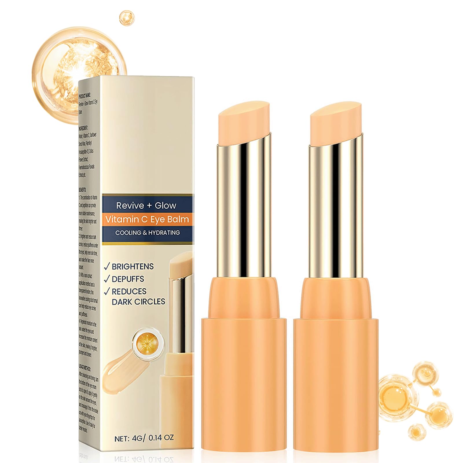 REATIFUL 2PCS Revive Glow Vitamin C Eye Balm, Reducing Dark Circle,Hydrating Eye Cream,Improve Dark Circles,Reduces Puffiness (2pcs)