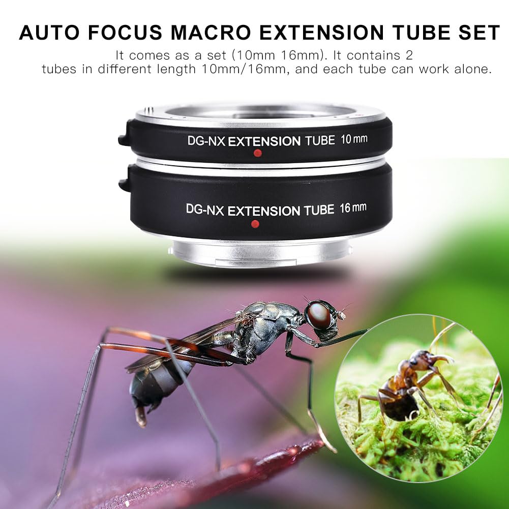 Juego de tubos de extensión macro de enfoque automático de 10 mm + 16 mm para cámaras DSLR (DG-NX)
