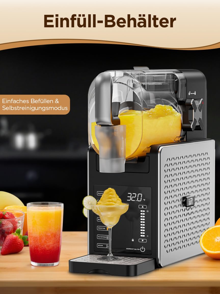 Fiii Slush Maschine 3L, 6 Programme, LED-Anzeige, selbstreinigend, kein Eis erforderlich, 170W Slush Eis Maschine, 220-240V, leiser kompakter Slushie Maker für Milchshakes und Frozen Drinks | Fiii verbindet vielseitige Getränkezubereitung mit modernem Des
