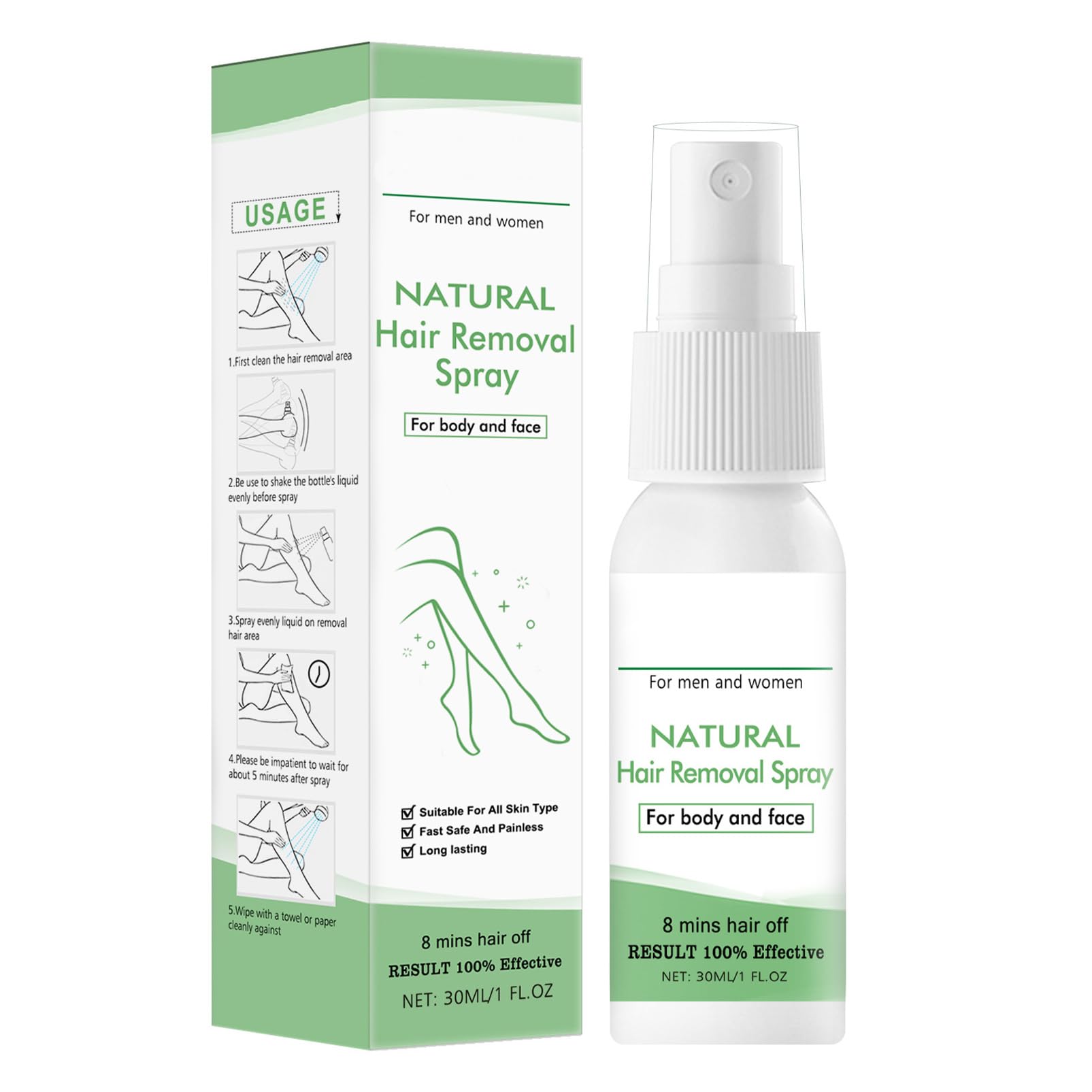 Hair Removal Spray,Painless Hair Removal Cream,Body Face Hair Removal Spray For Sensitive Areas,Hair Inhibitor Hair Stops Growing,Depilatory Cream for Legs,Arms,Underarms For All skins&Men Women,30ml