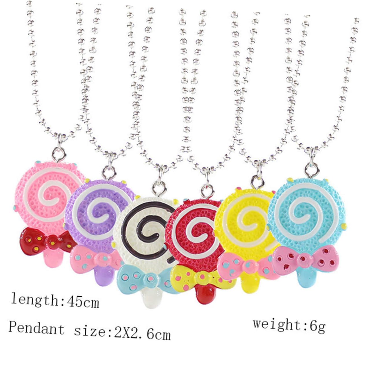 WHAMVOX 6Pcs Lollipop Shaped Necklace for Party Accessories Unique Design for Festivals and Holidays and Easy to Match Outfits