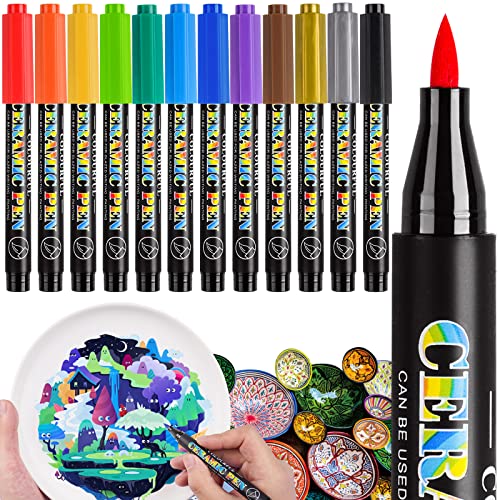 NiArt 12-Color Ceramic Markers for Painting and Decorating