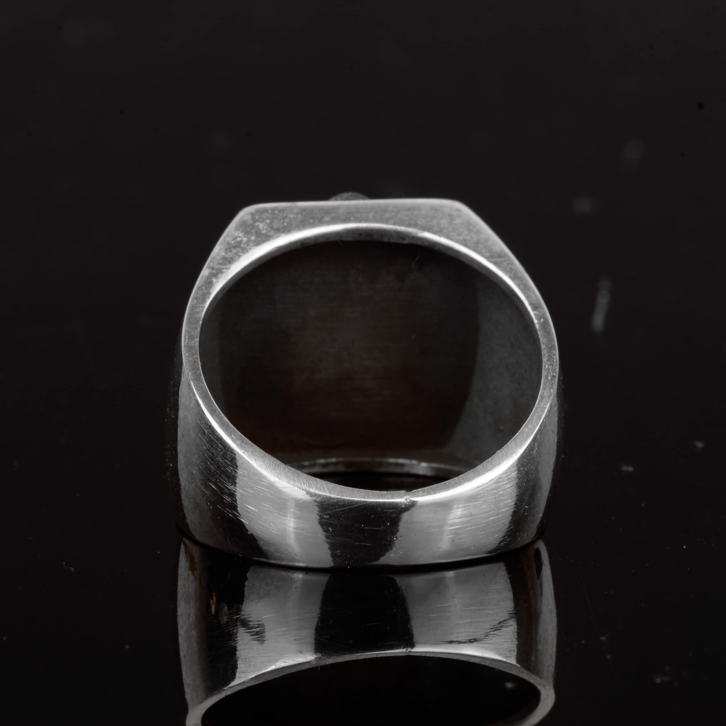 KAMBO Anillo masónico para hombre, anillo único hecho a mano, de plata de ley 925 para hombre, bronce plateado, sin piedras preciosas, Plata de ley 925, bronce, piedra preciosa, madera, Sin