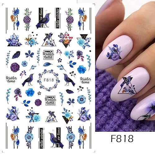 Diduikalor 4 Sheets Floral Nail Stickers 3D Spring Flower Nail Decals Design Floral Flower Nail Accessories For Nail Art Decorations Supplies #TOP3