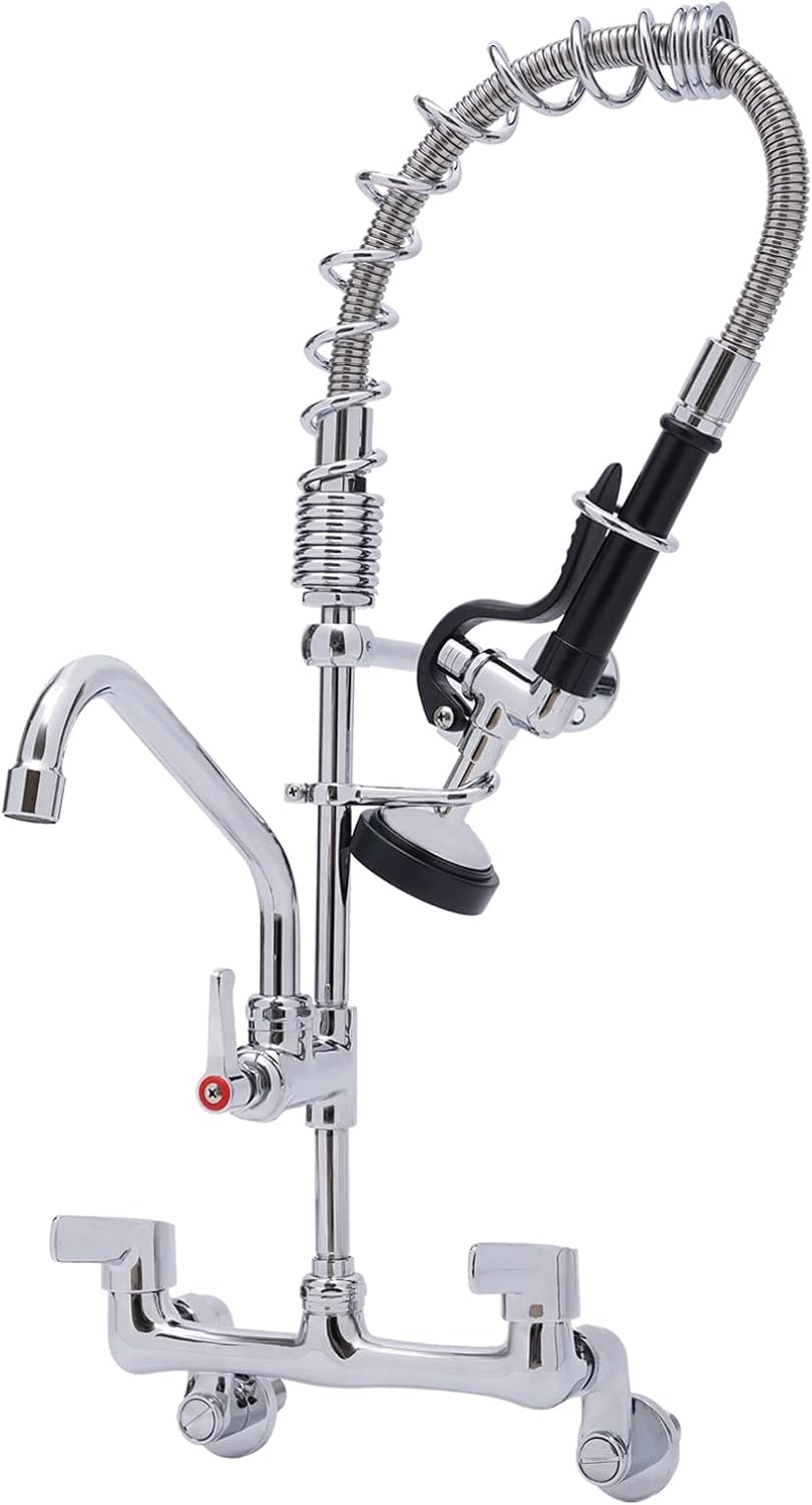 Commercial Faucet 360° Rotatable WallMount Faucet Dual Temperature Control 3 Water Outlet Modes