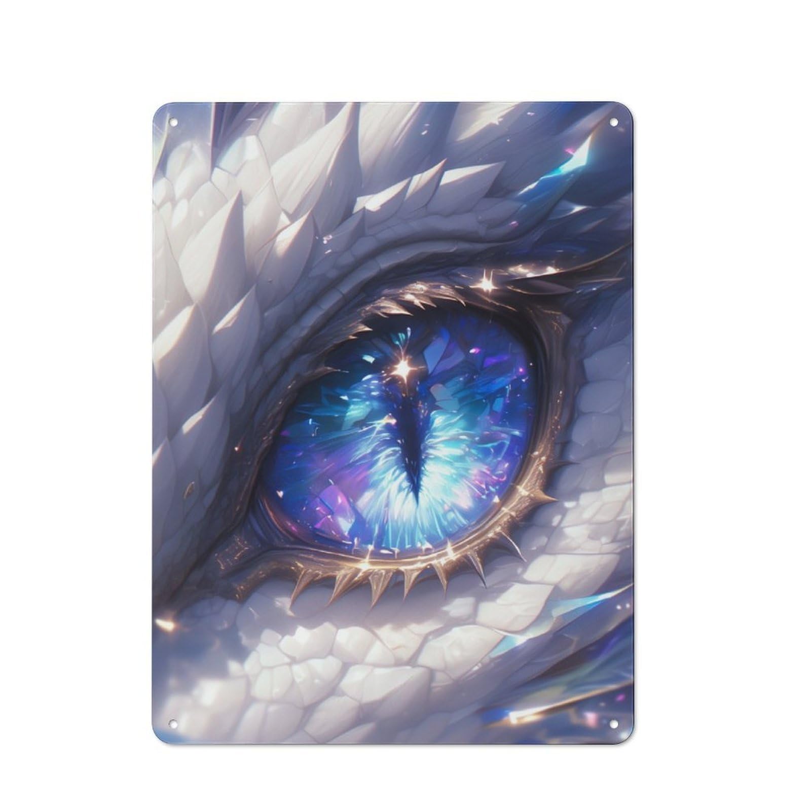 White Dragon Eye Universe Printed Metal Sign for Pet Owners, Birthday, Christmas Or Housewarming Gift, 40x30cm
