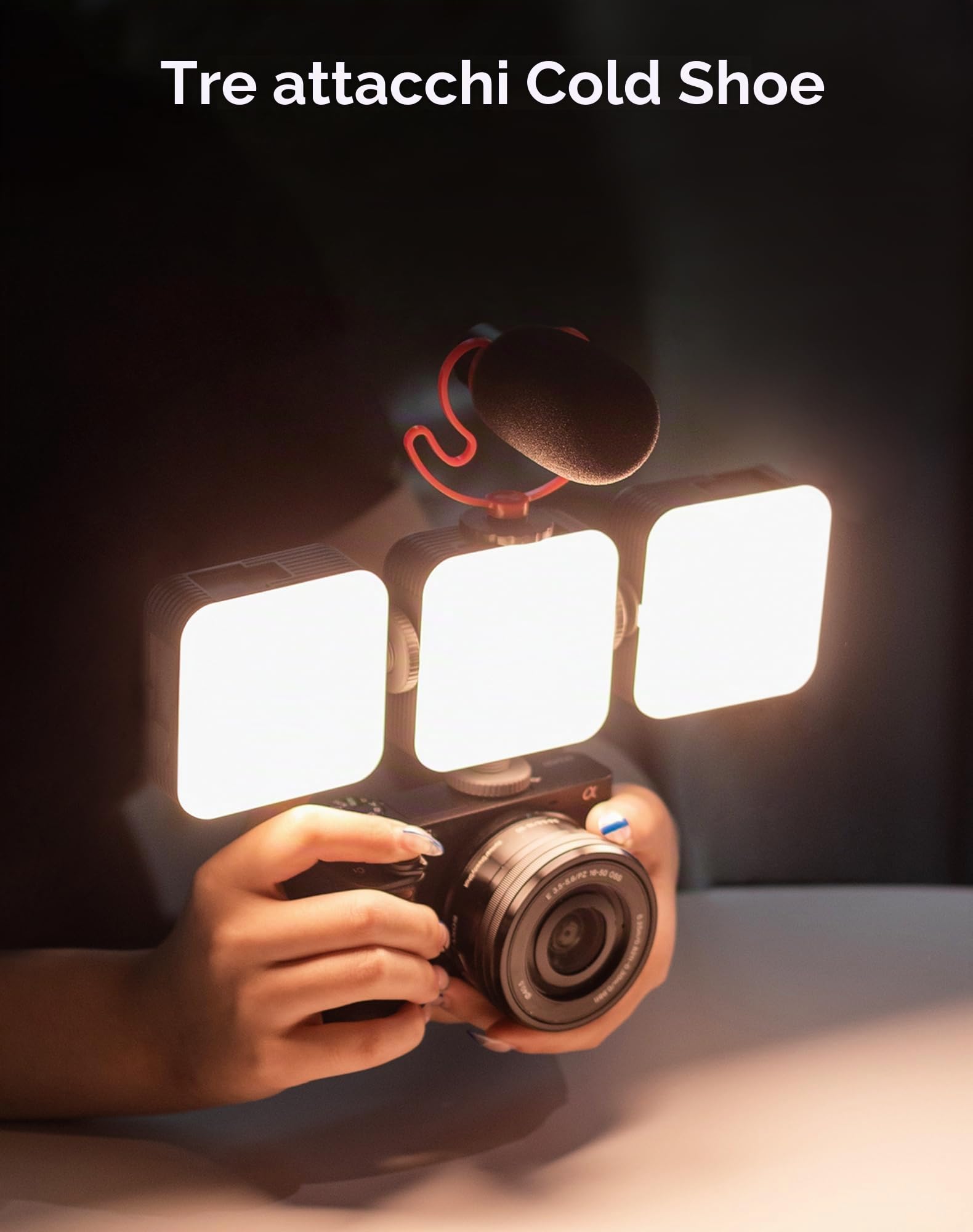 SMALLRIG Luce Video RGB, 96 LED per Fotocamera, Portatile, Illuminazione Fotografica con 3 Cold Shoe, 2200 mAh, Ricaricabile CRI 95+ 2700-6500 K, Pannello Dimmerabile - 3286B
