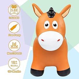 EVERICH TOY Inflatable Bouncy Animals Hopper and Horse for Toddlers, Ride on Jumping Bounce Toys, Birthday Gift for 18 Months 2 3 4 5 Year Old