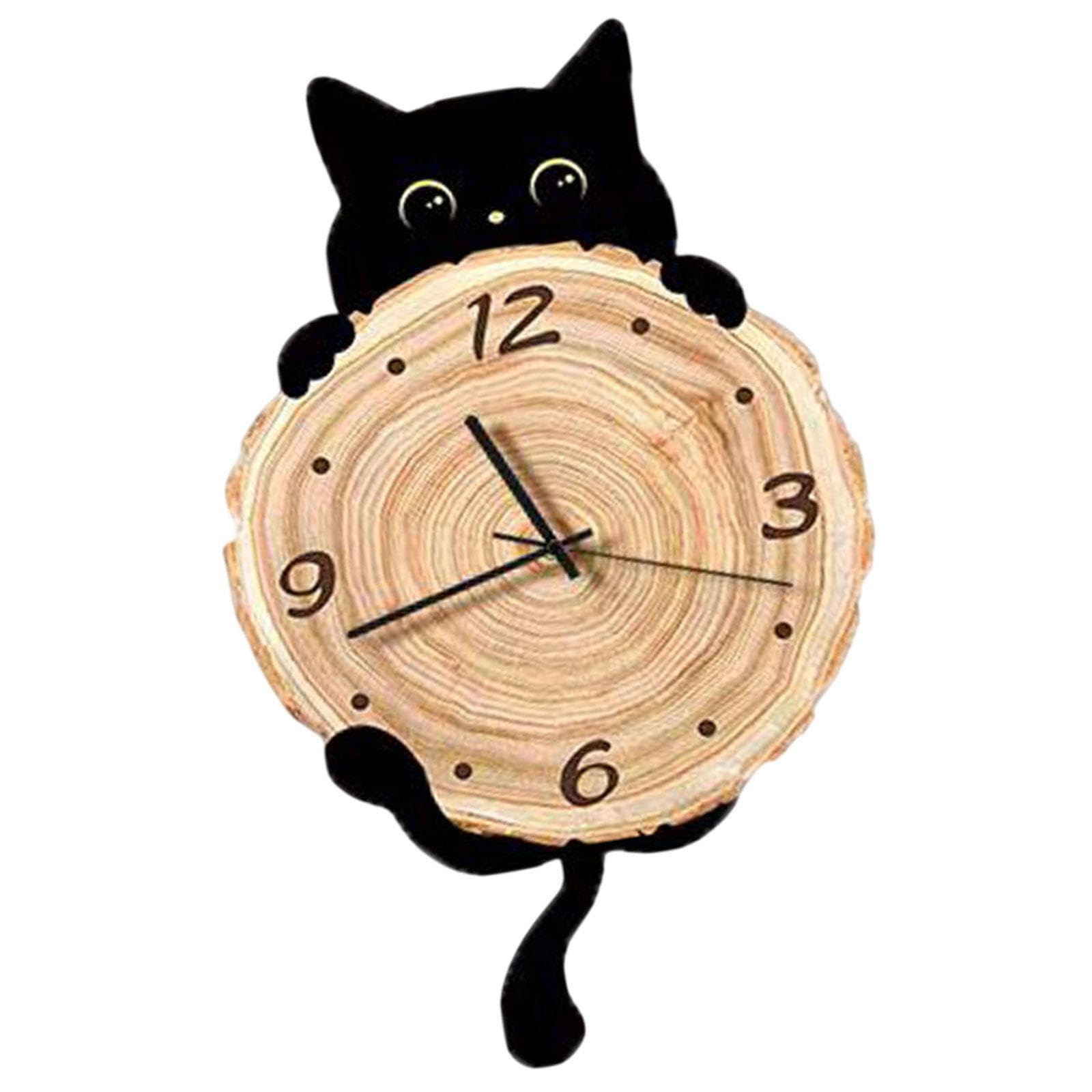 Horloge murale chat lisible et silencieuse contre les nuisances sonores