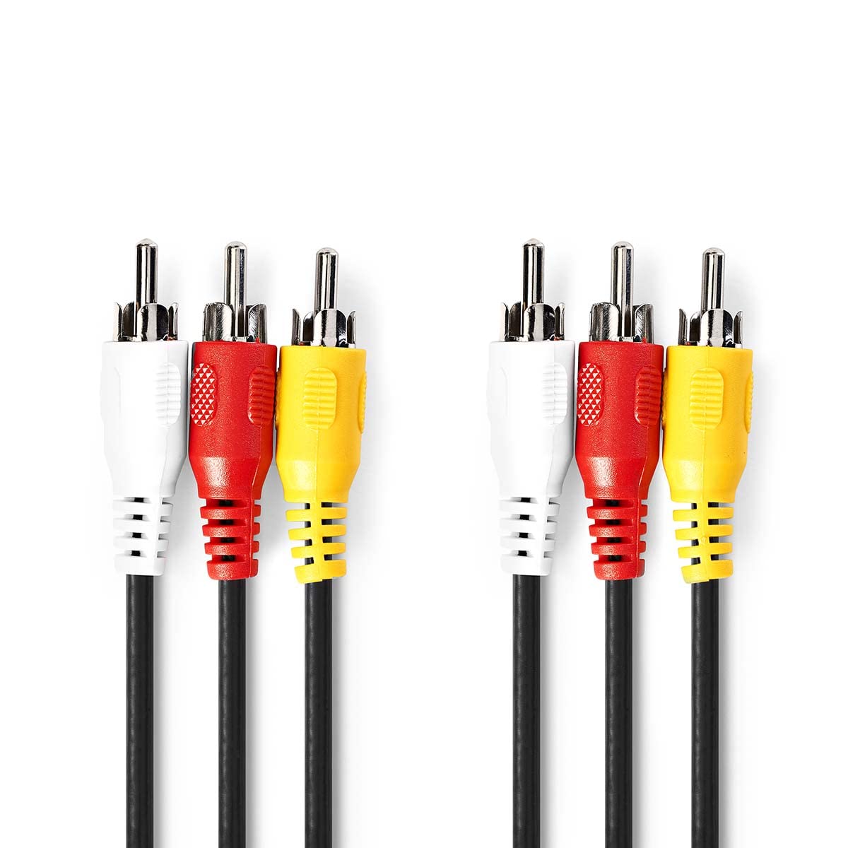 NEDIS Composite Video Cable, 3x RCA Male to Male, Straight PVC Connectors, 480p EDTV, Nickel Plated