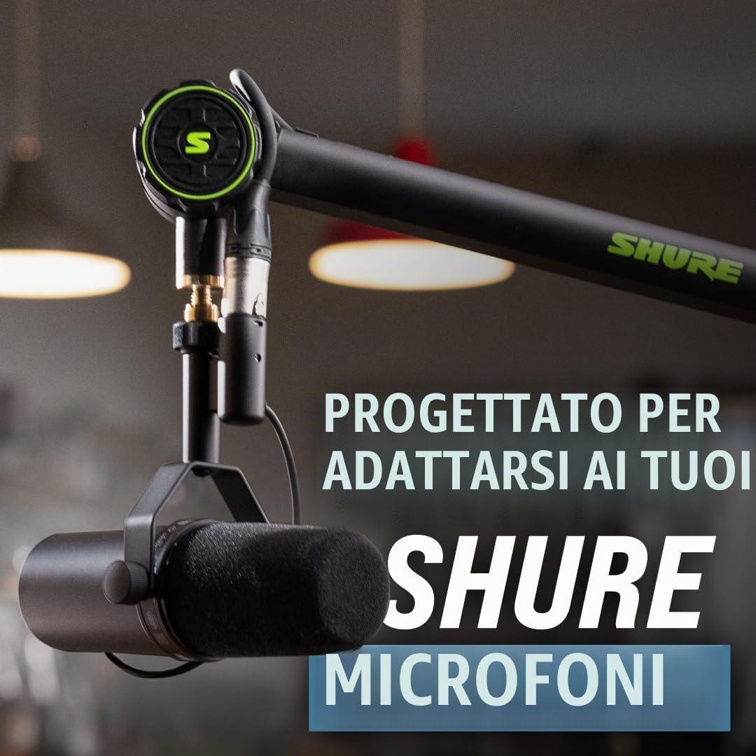 Shure by Gator, Asta Microfonica Broadcast con Braccio Articolato, (SH-BROADCAST1)