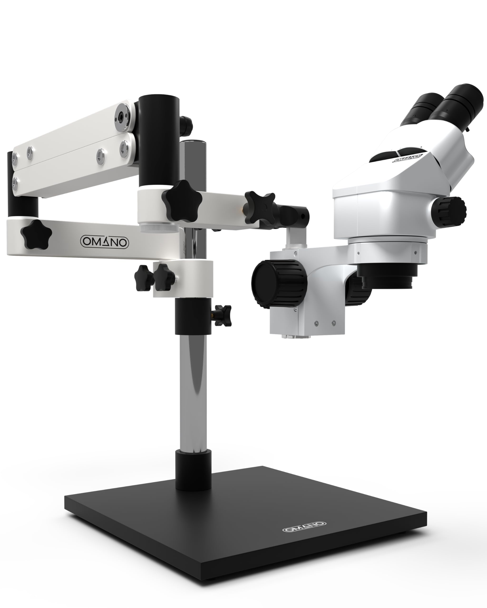 Omano OM2300S-V7-7.5X-45X - Binocular - Zoom Stereo Inspection Microscope - Articulating Boom Stand - 80 LED RNG Light