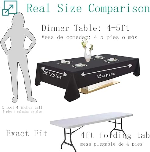 Miniatura 2 de Urby Paquete de 12 manteles rectangulares de plástico, con asientos para 4-6 personas, mantel desechable resistente y empaquetado individualmente