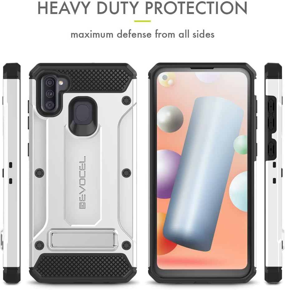 Evocel Galaxy A11 Explorer Series Pro with Glass Screen Protector and Belt Clip Holster for The Samsung Galaxy A11, Silver