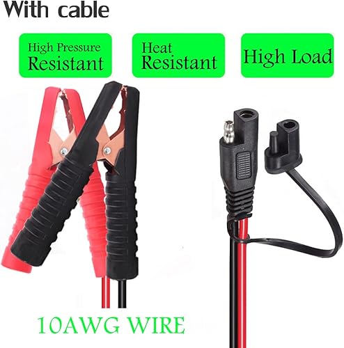 Miniatura 3 de Clips de cocodrilo de batería, abrazaderas de cargador de batería de 14 AWG. Adaptador de liberación rápida SAE a clips de cocodrilo. Cable de carga