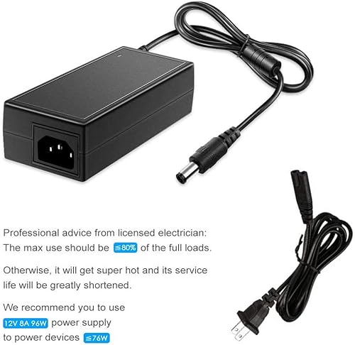 Miniatura 3 de JOYLIT Adaptador de fuente de alimentación de 12 V 8 A, CA 110 V-240 V Convertir a CC 12 voltios 8 amperios transformador con enchufe de EE. UU. de